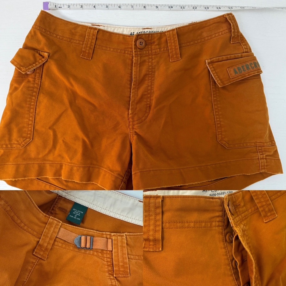 Y2K Abercrombie Fitch Cargo Shorts Rust Burnt Orange Woman 4 Cotton Utility